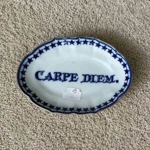 Mottahedeh Blue and White Oval Dish Carpe Diem